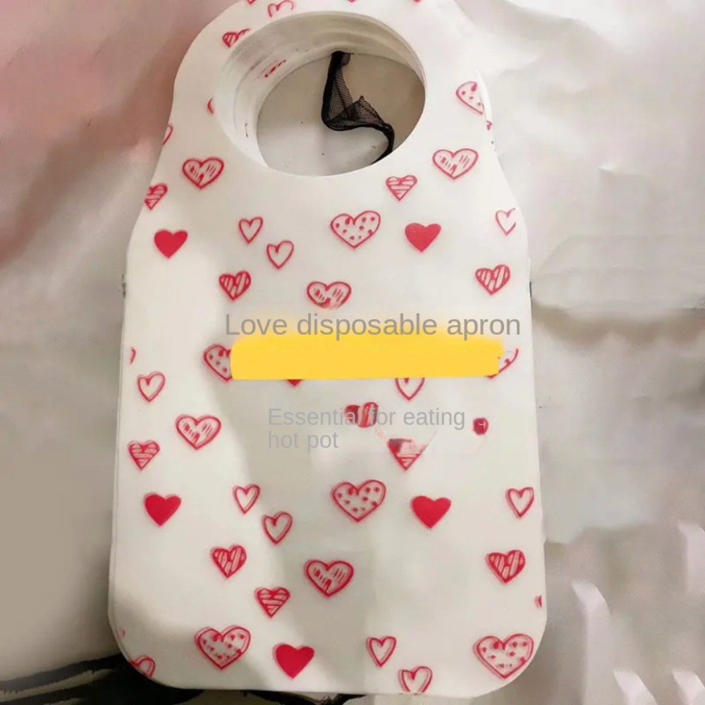 Home Cooking Oil Disposal - 10Pcs/Bag Portable Heart Printed Disposable Aprons